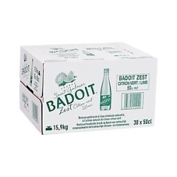 Eau gazeuse Badoit citron vert bouteille 50 cl – Carton de 30