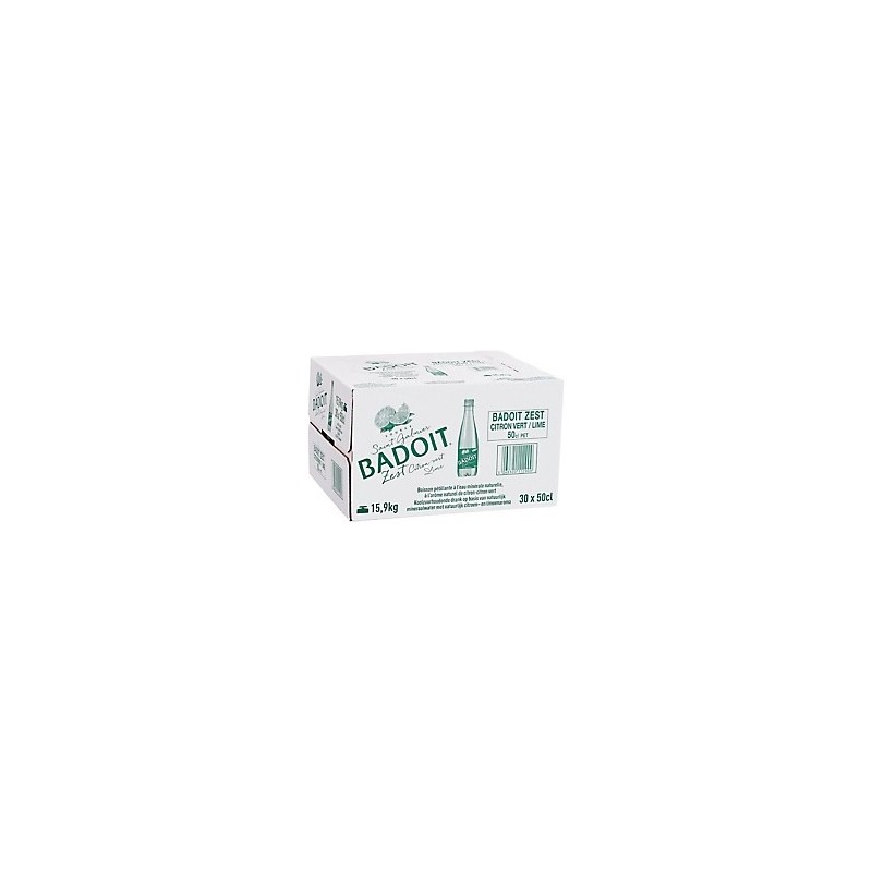 Eau gazeuse Badoit citron vert bouteille 50 cl – Carton de 30