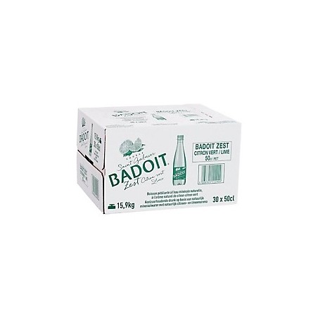 Eau gazeuse Badoit citron vert bouteille 50 cl – Carton de 30