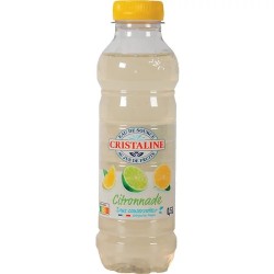 Eau plate aromatisée CRISTALINE parfum citron, lot de 6 bouteilles de 50 cl