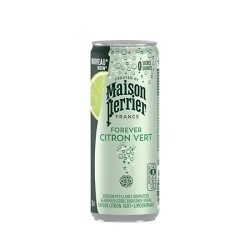 Maison Perrier Eau minérale naturelle gazeuse saveur citron vert sans sucre - Lot 6 canettes slim 33 cl