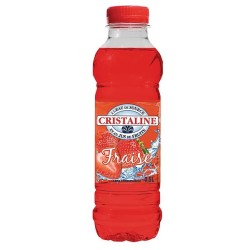 Eau plate aromatisée CRISTALINE parfum fraise, lot de 6 bouteilles de 50 cl